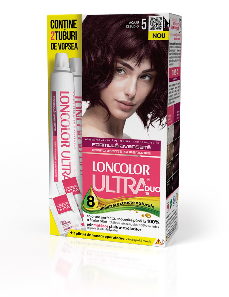 Vopsea permanentă pentru păr, cu amoniac, LONCOLOR ULTRA DUO 5 Acaju