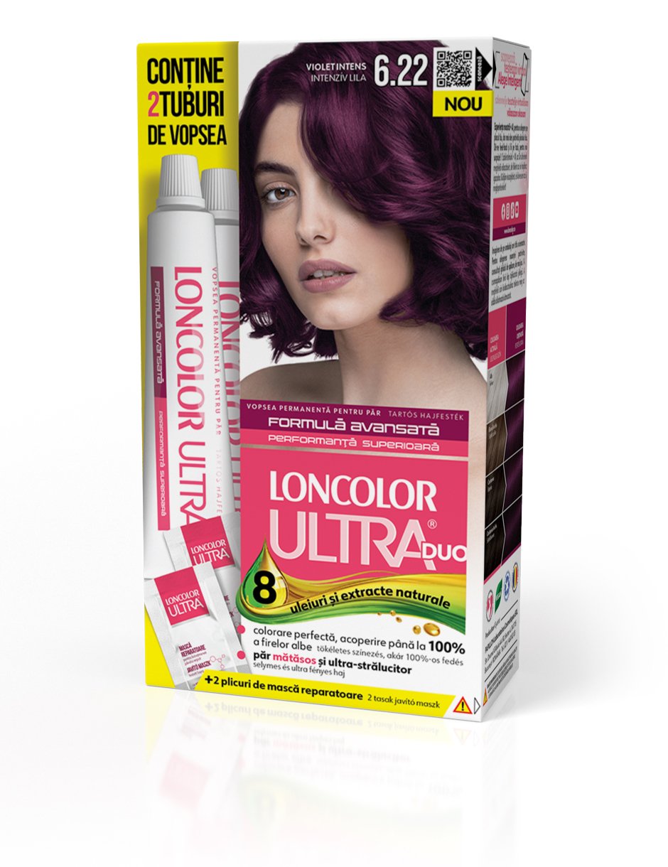 Vopsea permanentă pentru păr, cu amoniac, LONCOLOR ULTRA DUO 6.22 Violet Intens