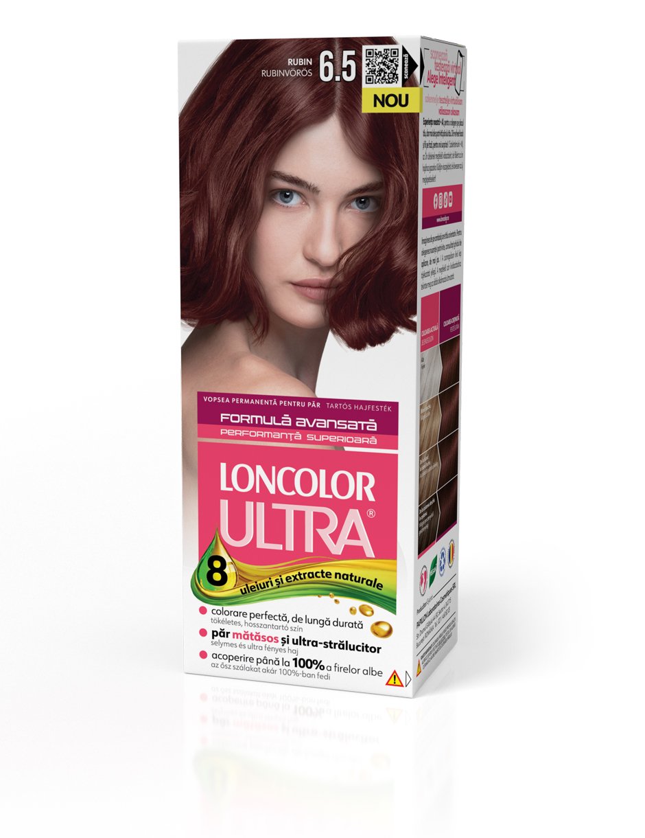 Vopsea permanentă pentru păr, cu amoniac, LONCOLOR ULTRA  6.5 Rubin