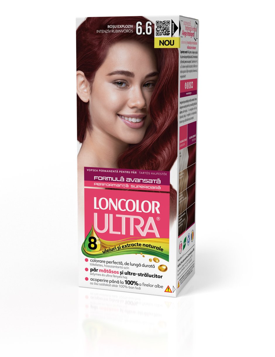 Vopsea permanentă pentru păr, cu amoniac, LONCOLOR ULTRA  6.6 Roșu Exploziv