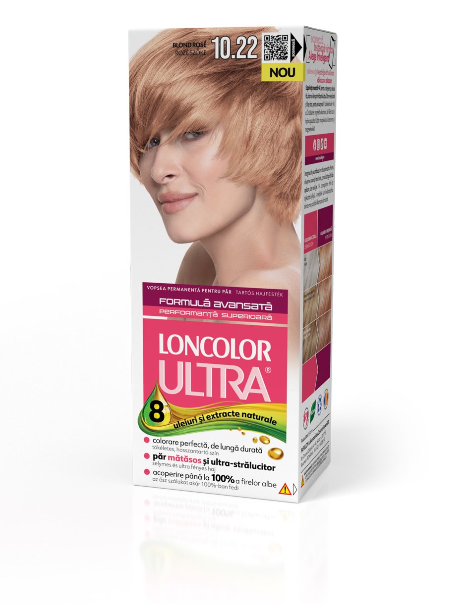Vopsea permanentă pentru păr, cu amoniac, LONCOLOR ULTRA  10.22 Blond Rose