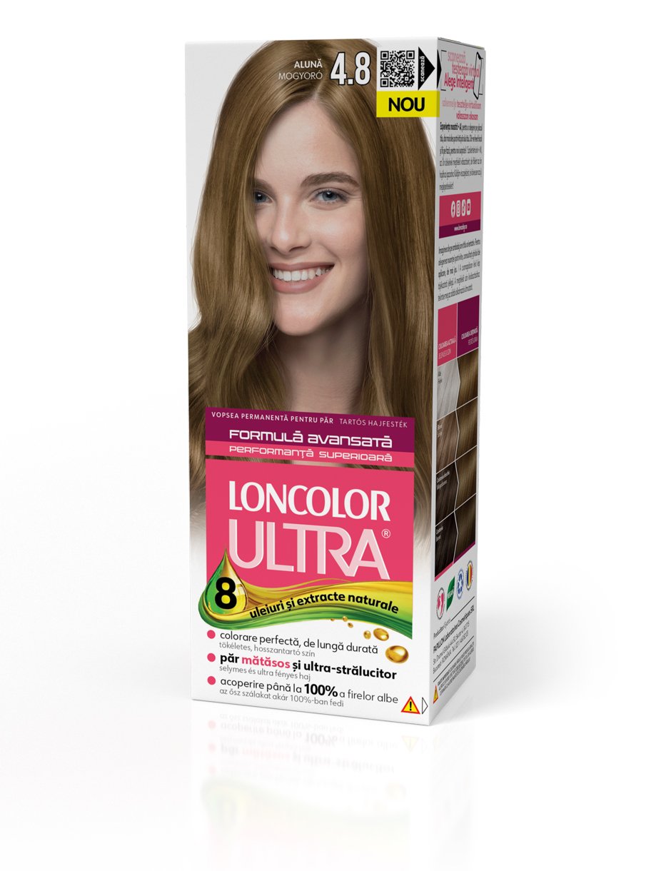 Vopsea permanentă pentru păr, cu amoniac, LONCOLOR ULTRA 4.8 Alună