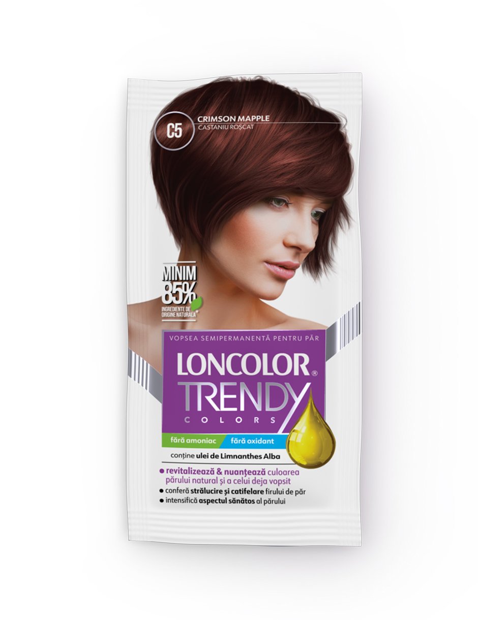 Vopsea semipermanentă pentru păr LONCOLOR TRENDY COLORS C5 Castaniu Roșcat/ Crimson Mapple