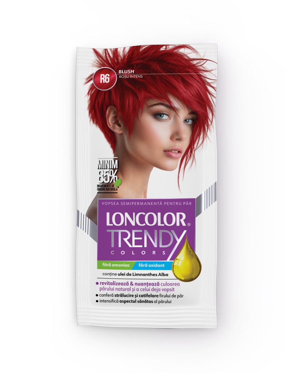 Vopsea semipermanentă pentru păr LONCOLOR TRENDY COLORS R6 Roșu Intens/ Blush