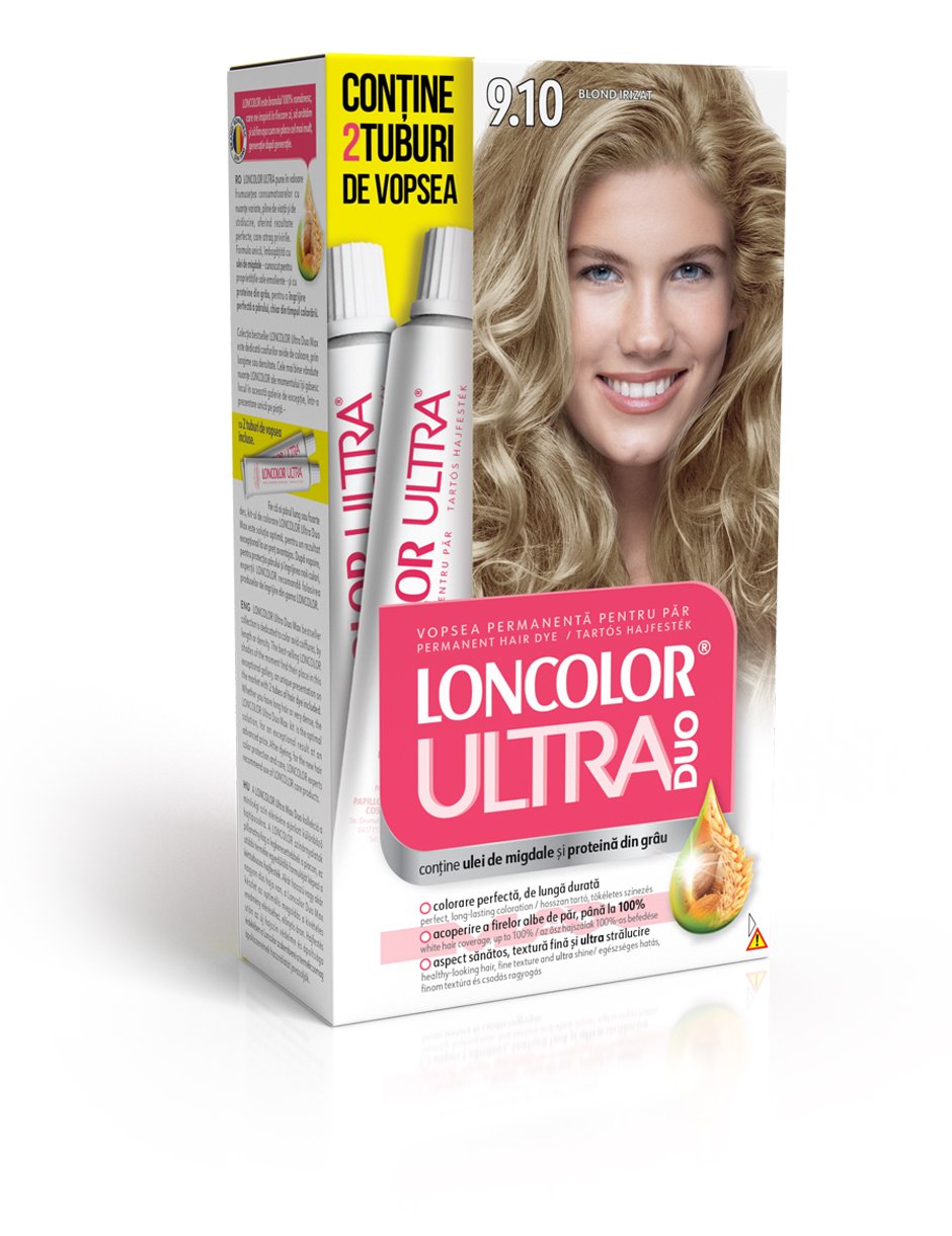 Vopsea permanentă pentru păr cu amoniac LONCOLOR ULTRA DUO 9.10 Blond irizat
