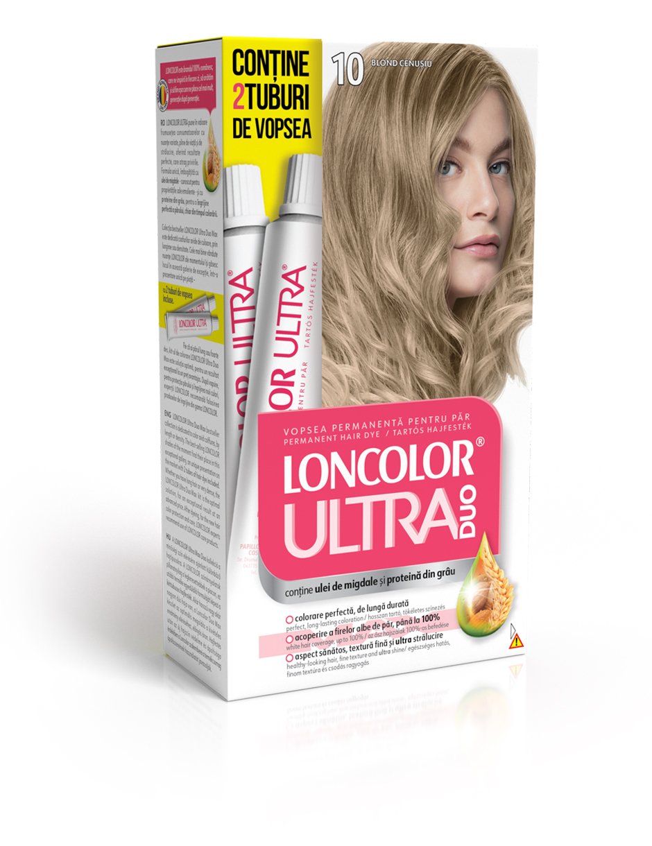 Vopsea permanentă pentru păr cu amoniac LONCOLOR ULTRA DUO 10 Blond cenușiu