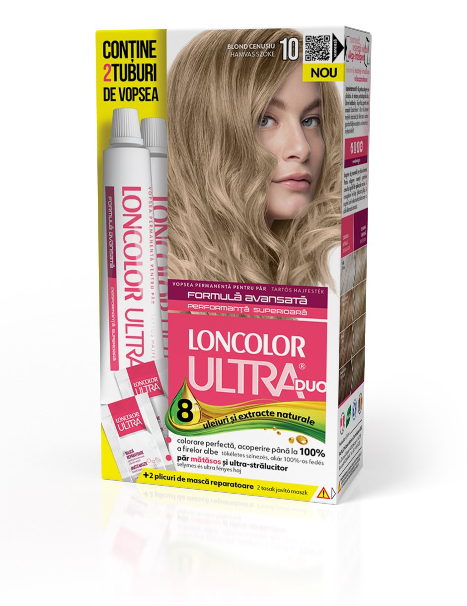 Vopsea permanentă pentru păr cu amoniac LONCOLOR ULTRA DUO 10 Blond cenușiu