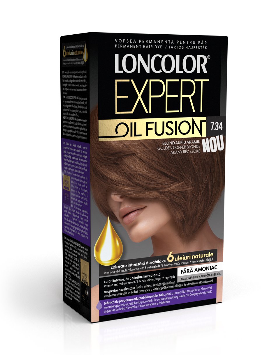 Vopsea pentru păr LONCOLOR Expert OIL FUSION 7.34 Blond auriu arămiu